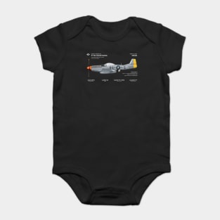 North American P-51 Mustang world war 2 fighter plane Baby Bodysuit